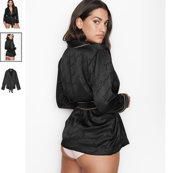 NWT Victoria's Secret Satin Logo Wrap Top - Picture 2 of 4